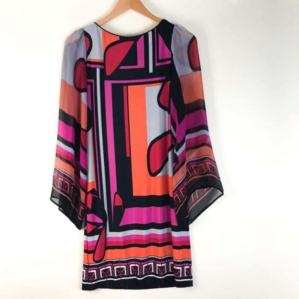 Analili bright retro dress with sheer sleeves - Picture 5 of 12